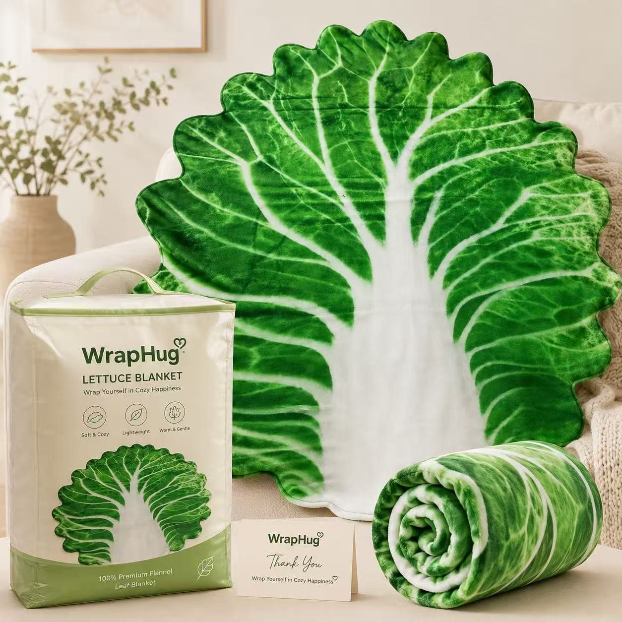 WrapHug Chinese Cabbage Flannel Blanket
