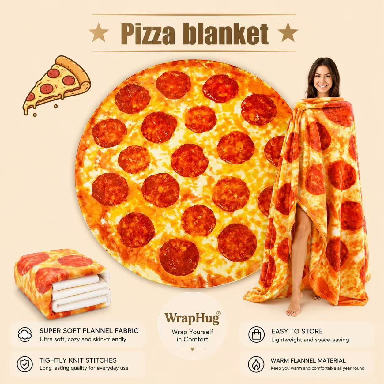 WrapHug Burrito Round Flannel Blanket