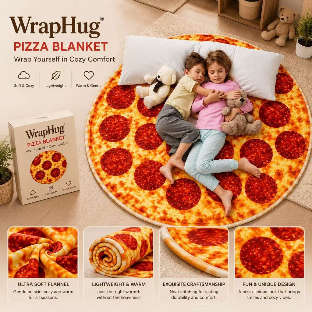 WrapHug Pizza Round Flannel Blanket