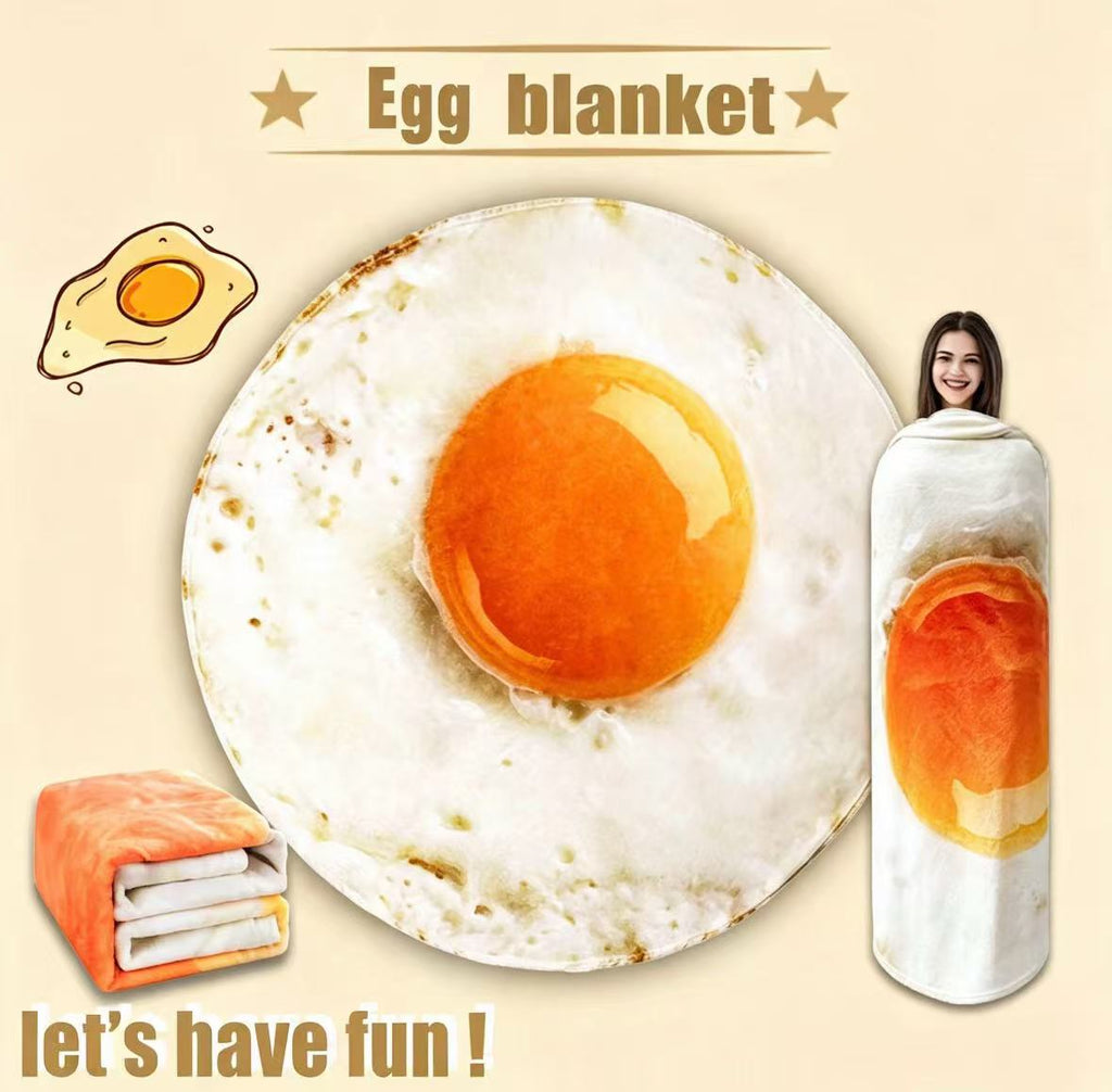 WrapHug Fried Egg Round Flannel Blanket