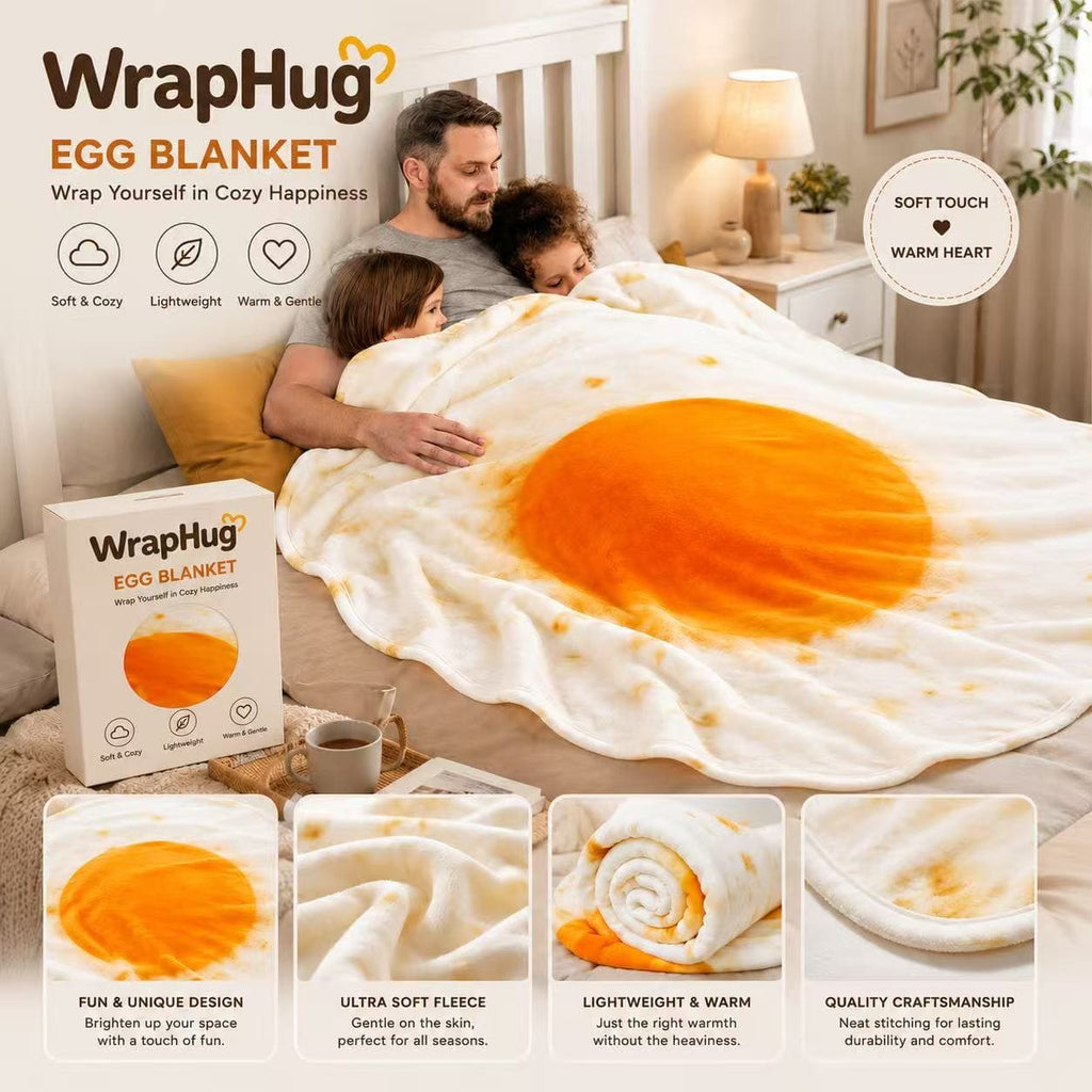 WrapHug Fried Egg Round Flannel Blanket