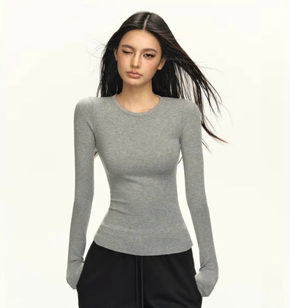 WH Rib‑Knit Slim Long‑Sleeve Top